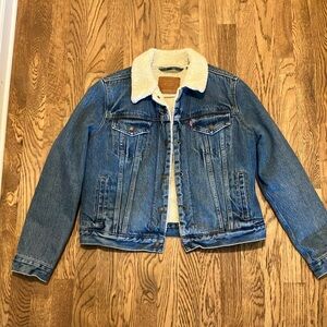 Levi's Blue Jean Jacket with White Sherpa Collar